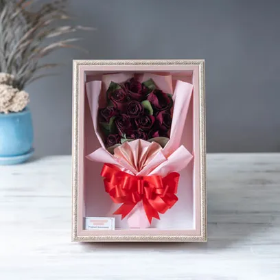 【花束タイプ】赤バラ12本の立体保存加工|フレーム額【決済専用商品】