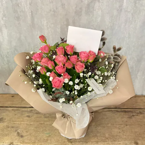 ピンク薔薇のスタンディングブーケ